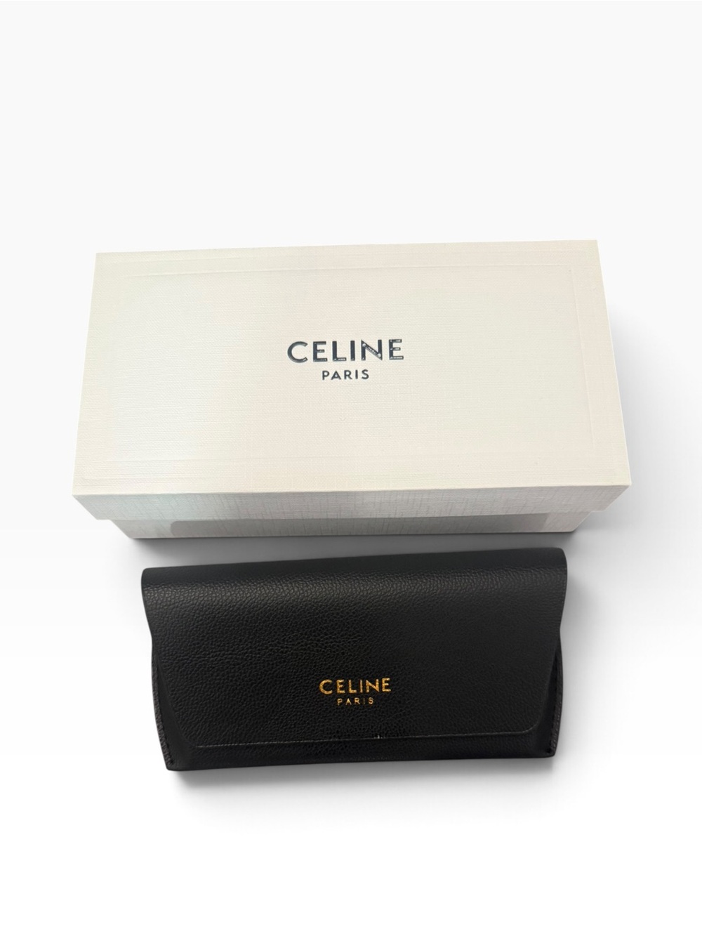 Celine Black Sunglasses Case with Gold Logo